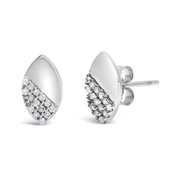 Aretes de botón de pera con diamantes de 1/6 ct. p.t. y pulido espejo en plata de ley, foto 2