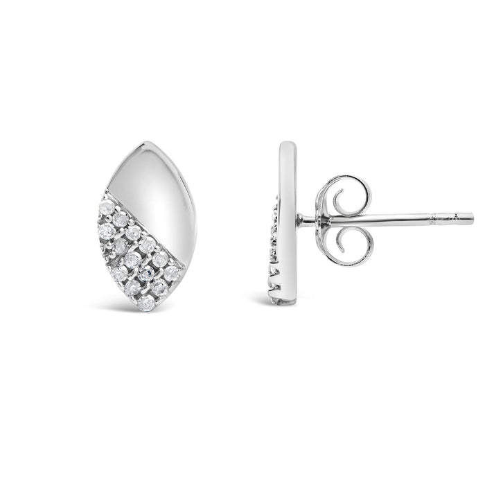 Aretes de botón de pera con diamantes de 1/6 ct. p.t. y pulido espejo en plata de ley, foto 4