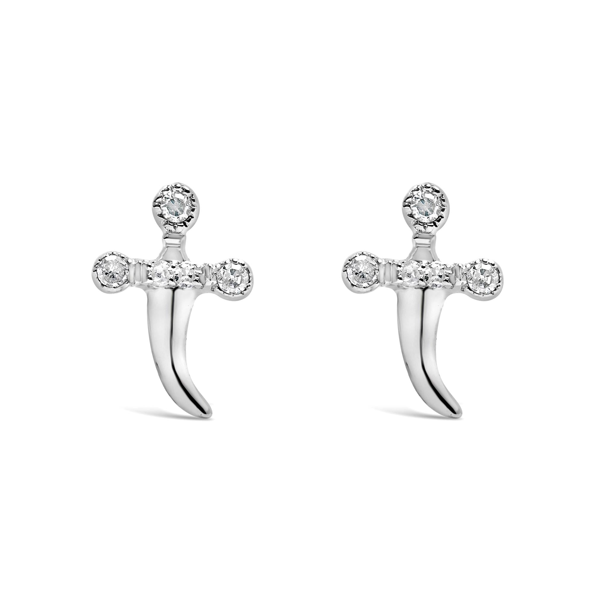 Diamond Accent Knife Earrings in Sterling Silver, photo 1