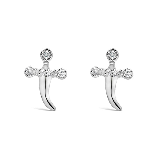 Diamond Accent Knife Earrings in Sterling Silver, photo 1