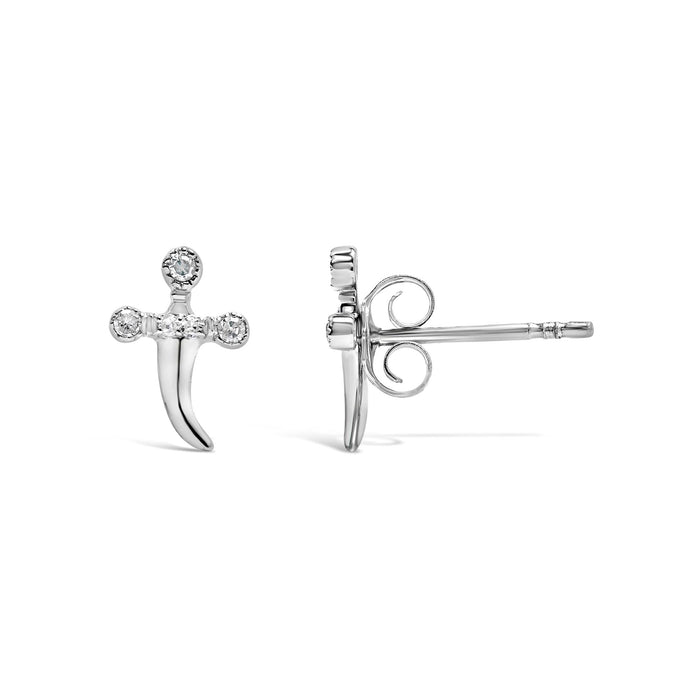 Diamond Accent Knife Earrings in Sterling Silver, photo 4