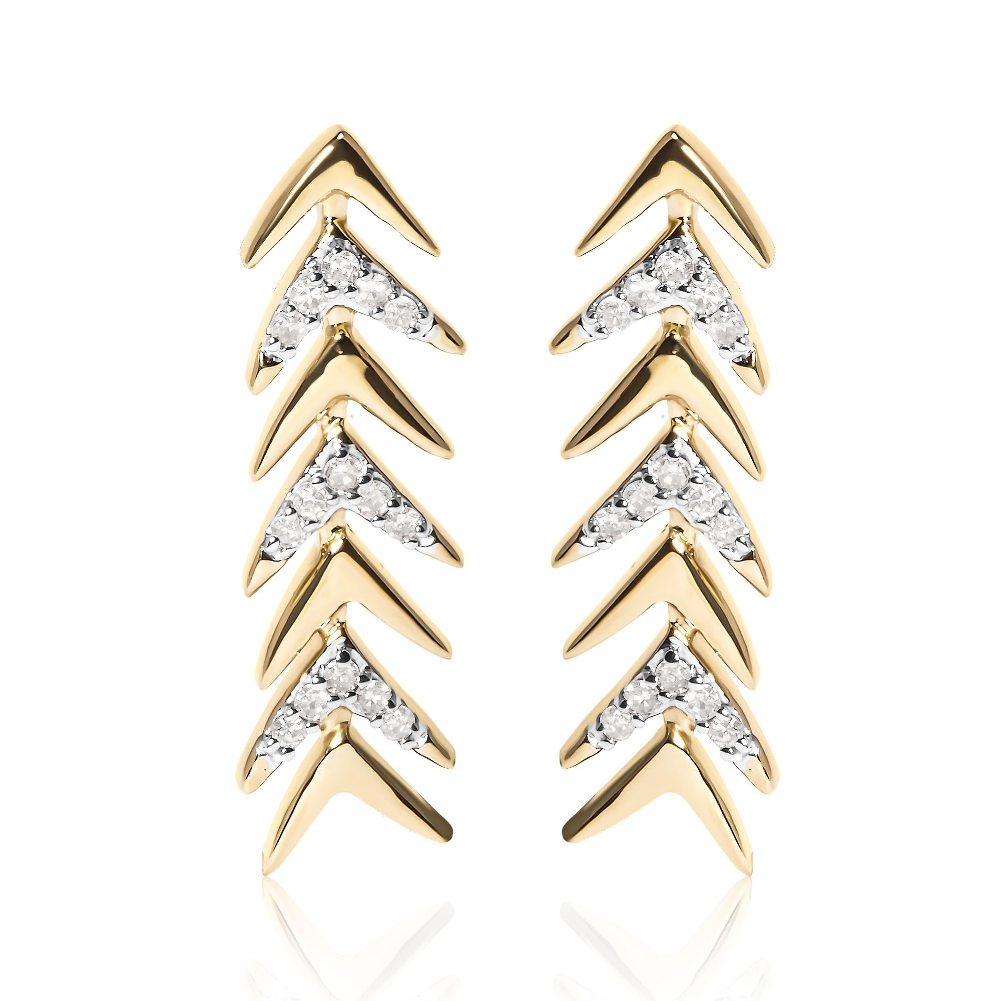 1/5 Ct. T.W. Diamond Chevron Arrow Stud Earrings in 18K Yellow Gold-Plated Sterling Silver, photo 1