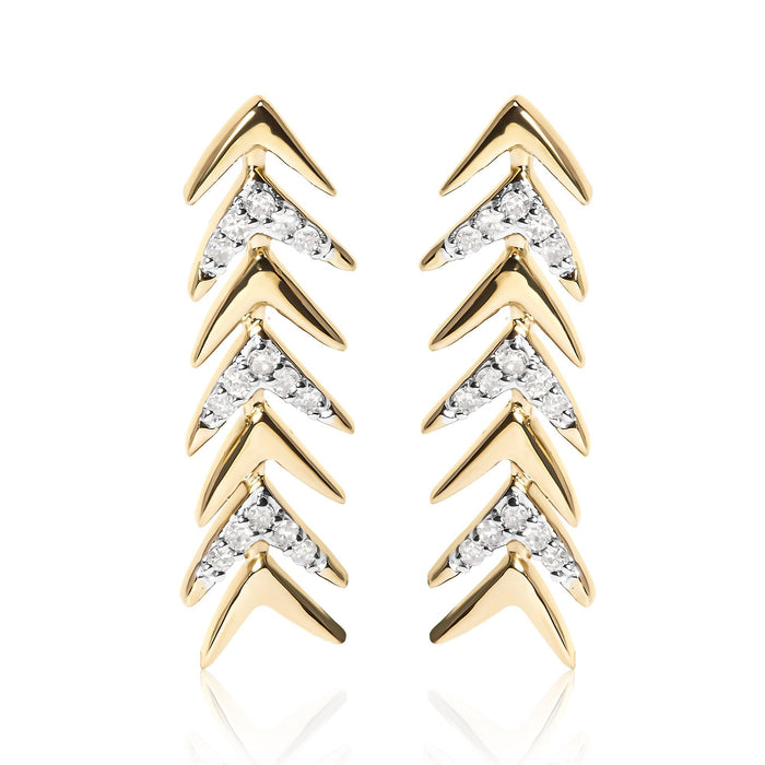 1/5 Ct. T.W. Diamond Chevron Arrow Stud Earrings in 18K Yellow Gold-Plated Sterling Silver, photo 1