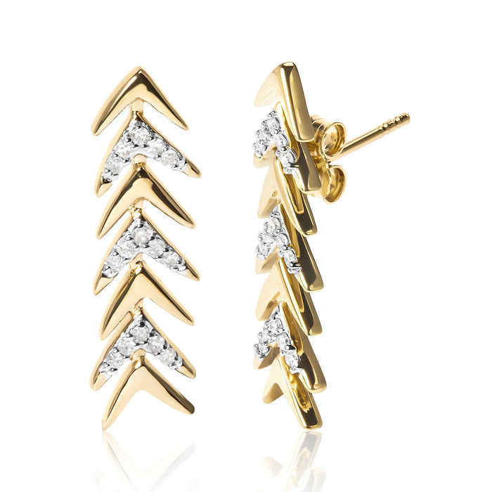 1/5 Ct. T.W. Diamond Chevron Arrow Stud Earrings in 18K Yellow Gold-Plated Sterling Silver, photo 2