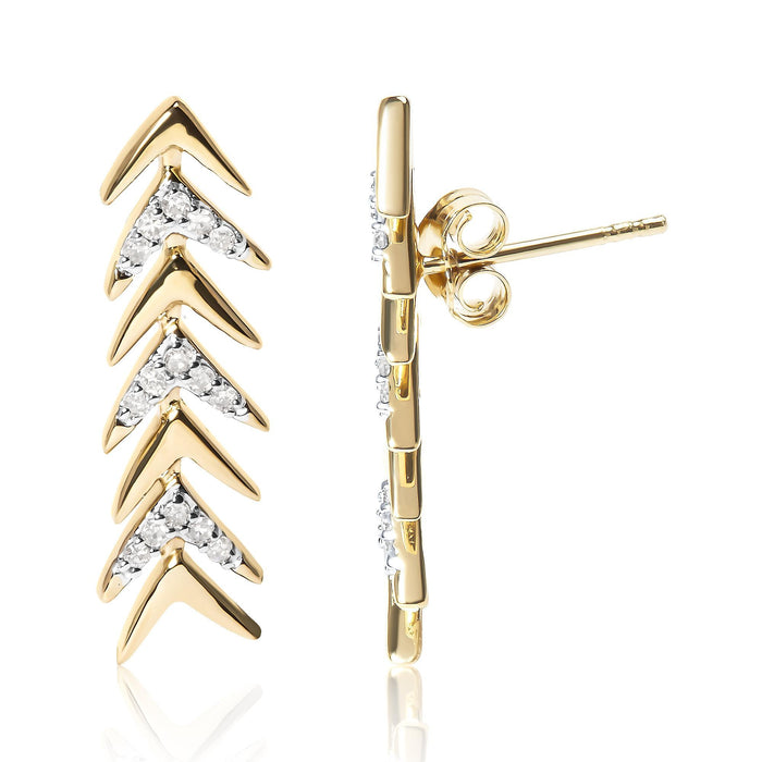 1/5 Ct. T.W. Diamond Chevron Arrow Stud Earrings in 18K Yellow Gold-Plated Sterling Silver, photo 3