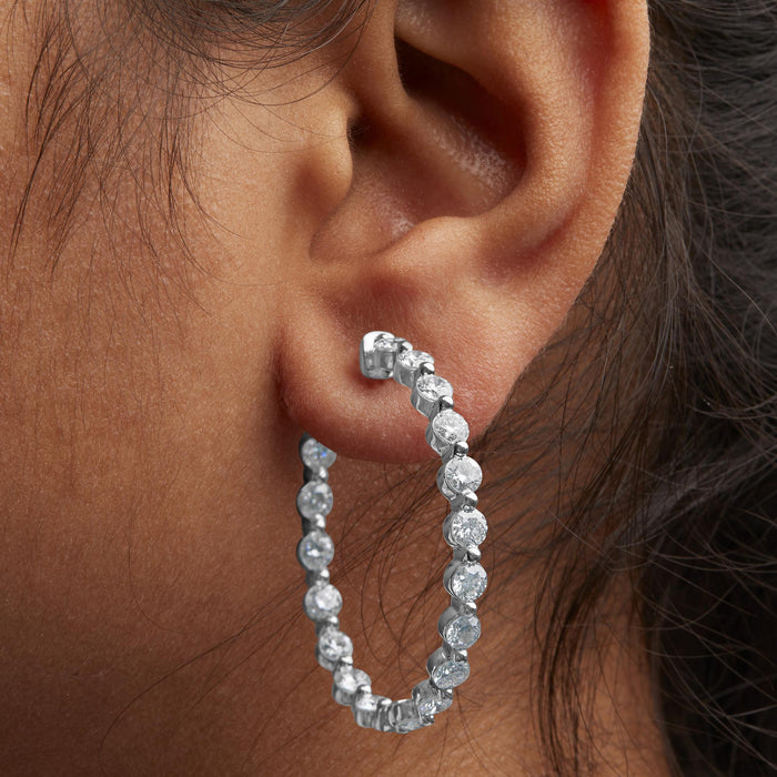 5 Ct. T.W. Lab-Grown Diamond Inside-Out Hoop Earrings in 14K White Gold, photo 3