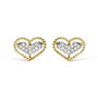 1/10 Ct. T.W. Diamond Heart and Beaded Halo Stud Earrings in 10K Yellow Gold, photo 1