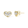 1/10 Ct. T.W. Diamond Heart and Beaded Halo Stud Earrings in 10K Yellow Gold, photo 2