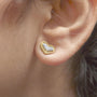 1/10 Ct. T.W. Diamond Heart and Beaded Halo Stud Earrings in 10K Yellow Gold, photo 3