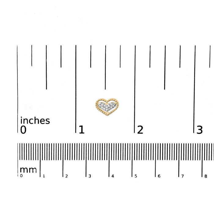 1/10 Ct. T.W. Diamond Heart and Beaded Halo Stud Earrings in 10K Yellow Gold, photo 5