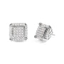 1 1/10 Ct. T.W. Princess Diamond Composite and Halo Stud Earrings in 10K White Gold, photo 2