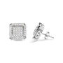 1 1/10 Ct. T.W. Princess Diamond Composite and Halo Stud Earrings in 10K White Gold, photo 4