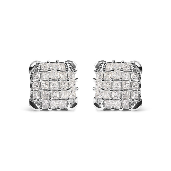 3/4 Ct. T.W. Princess Diamond Composite Open Frame Stud Earrings in 10K White Gold, photo 1