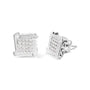 Aretes de botón de racimo cuadrado con remolino y diamantes talla princesa de 1/2 ct. p.t. en oro blanco de 10K, foto 2