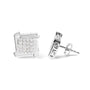 Aretes de botón de racimo cuadrado con remolino y diamantes talla princesa de 1/2 ct. p.t. en oro blanco de 10K, foto 4