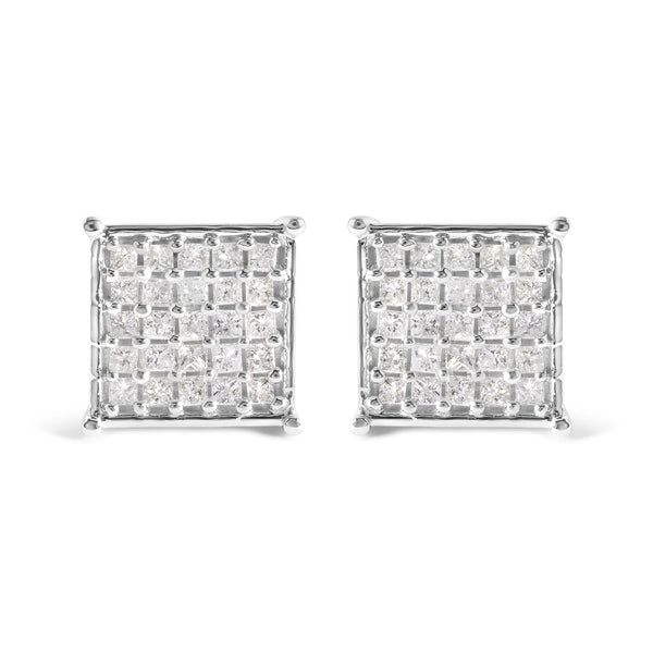3/4 Ct. T.W. Princess Diamond Composite Stud Earrings in 10K White Gold, photo 1