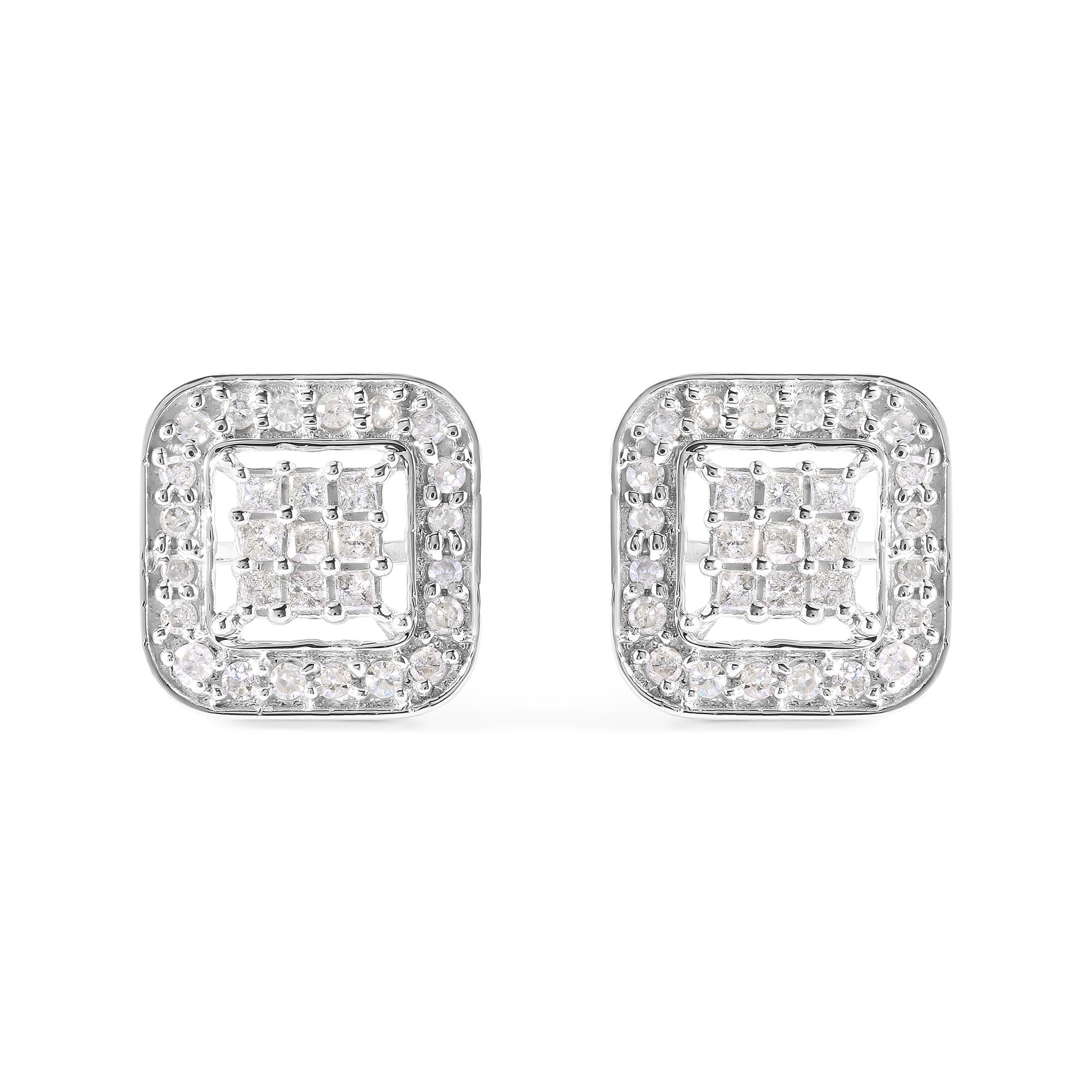 5/8 Ct. T.W. Diamond Square-Shaped Composite Stud Earrings in 10K White Gold, photo 1