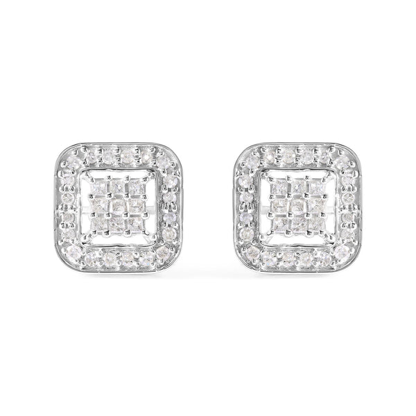 5/8 Ct. T.W. Diamond Square-Shaped Composite Stud Earrings in 10K White Gold, photo 1