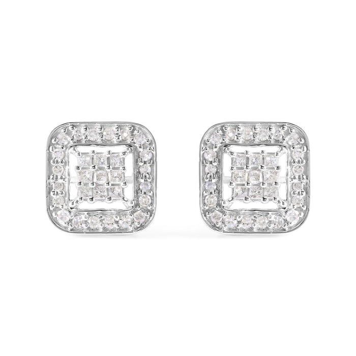 5/8 Ct. T.W. Diamond Square-Shaped Composite Stud Earrings in 10K White Gold, photo 1