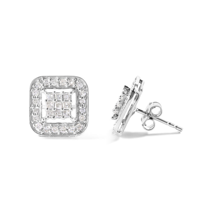 5/8 Ct. T.W. Diamond Square-Shaped Composite Stud Earrings in 10K White Gold, photo 4