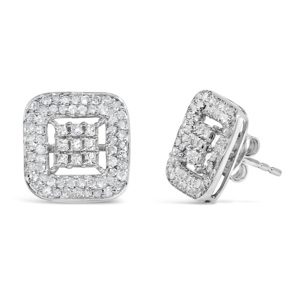1 Ct. T.W. Diamond Composite and Halo Stud Earrings in 10K White Gold, photo 2