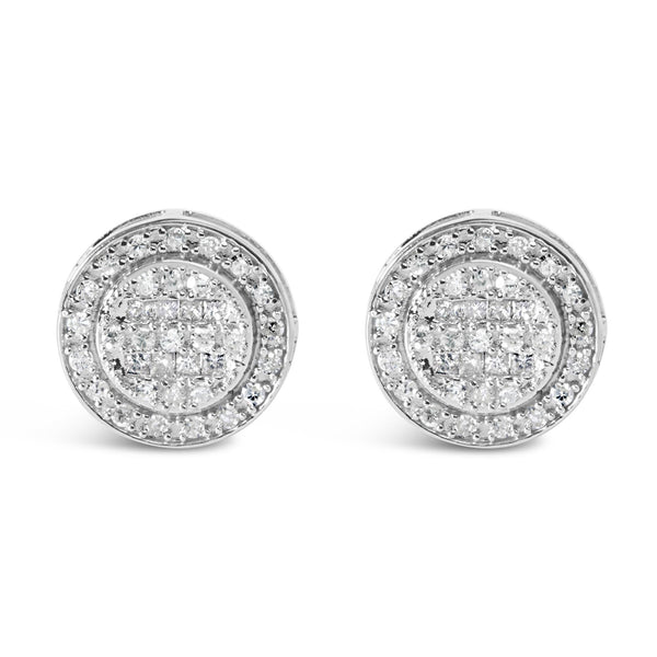 3/4 Ct. T.W. Diamond Composite and Halo Stud Earrings in Sterling Silver, photo 1
