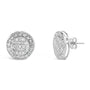 Aretes de botón compuestos con halo y diamantes de 3/4 ct. p.t. en plata de ley, foto 2