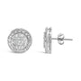 Aretes de botón compuestos con halo y diamantes de 3/4 ct. p.t. en plata de ley, foto 4