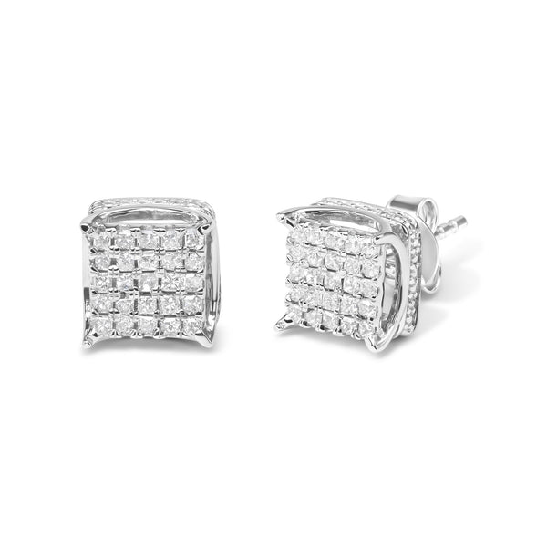 1/2 Ct. T.W. Princess-Cut Diamond Square-Shaped Multi Stone Stud Earrings in 10K White Gold, photo 2