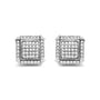 Aretes de botón de racimo con halo y diamantes de 1 ct. p.t. en oro blanco de 10K, foto 1