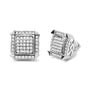 Aretes de botón de racimo con halo y diamantes de 1 ct. p.t. en oro blanco de 10K, foto 2