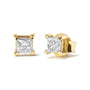 Princess-Cut Diamond Push-Back 4-Prong Classic Stud Earrings in 10K Yellow Gold-Plated Sterling Silver, photo 2