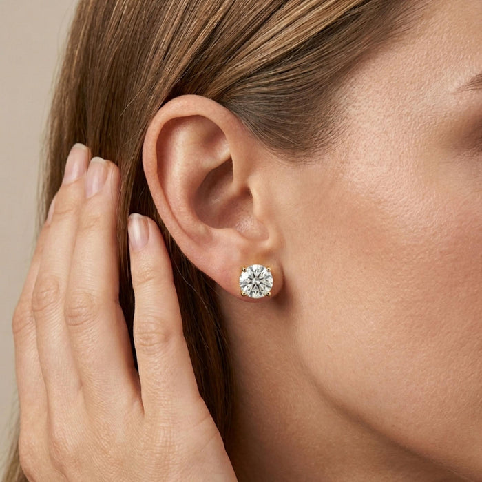 Round Lab-Grown Diamond Solitaire Stud Earrings with Screw Backs in 14K Gold, photo 59