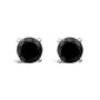Aretes de botón clásicos de 4 garras con diamantes negros tratados y cierre de rosca en oro blanco de 14K, foto 2