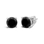 Aretes de botón clásicos de 4 garras con diamantes negros tratados y cierre de rosca en oro blanco de 14K, foto 5
