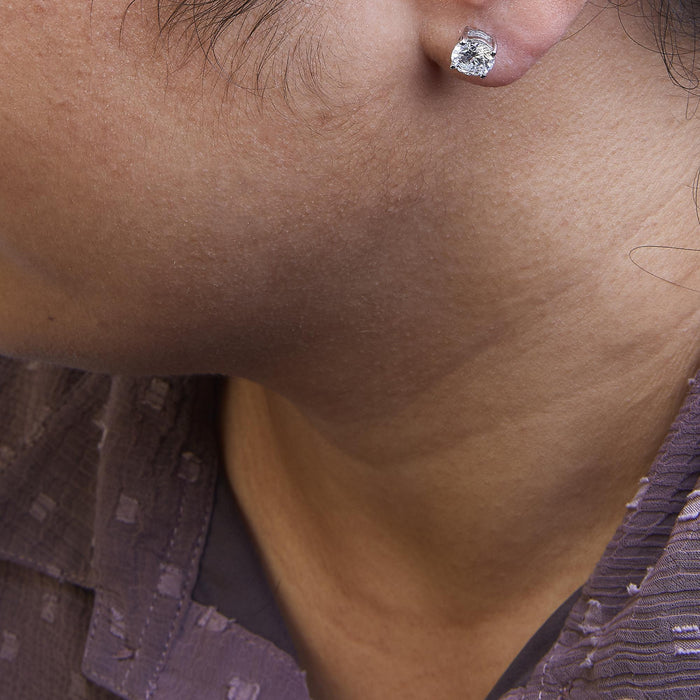 Round Lab-Grown Diamond Solitaire Stud Earrings with Screw Backs in 14K Gold