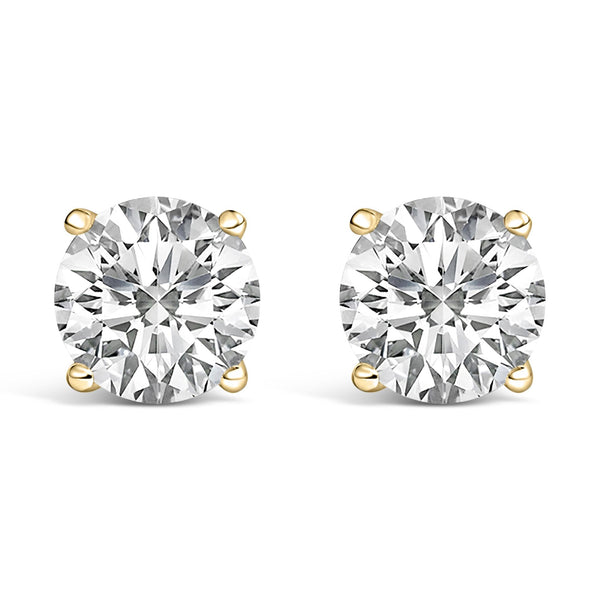 Round Lab-Grown Diamond Solitaire Stud Earrings with Screw Backs in 14K Gold, photo 1
