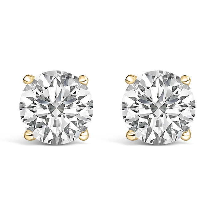 Round Lab-Grown Diamond Solitaire Stud Earrings with Screw Backs in 14K Gold, photo 1
