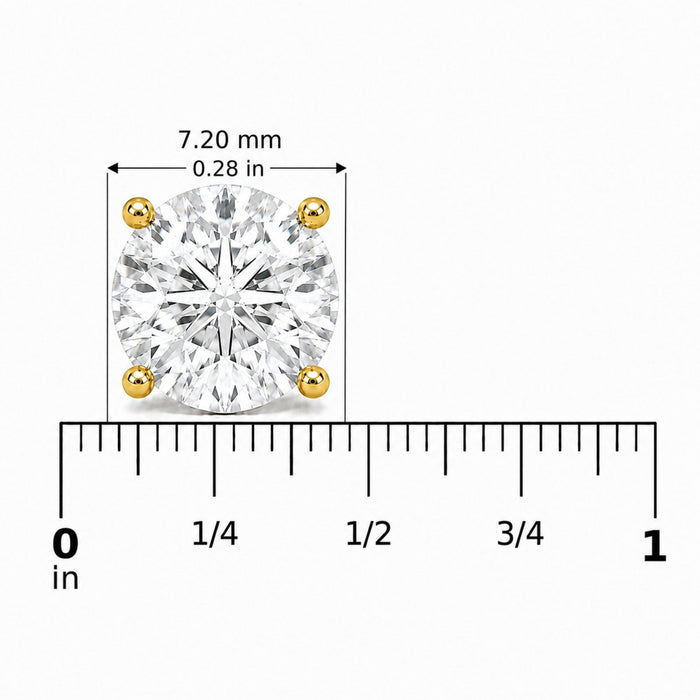 Round Lab-Grown Diamond Solitaire Stud Earrings with Screw Backs in 14K Gold