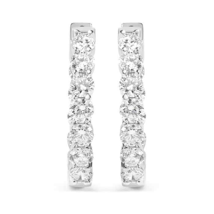 5 Ct. T.W. Lab-Grown Diamond 4mm Inside Out Hoop Earrings in 14K White Gold, photo 2