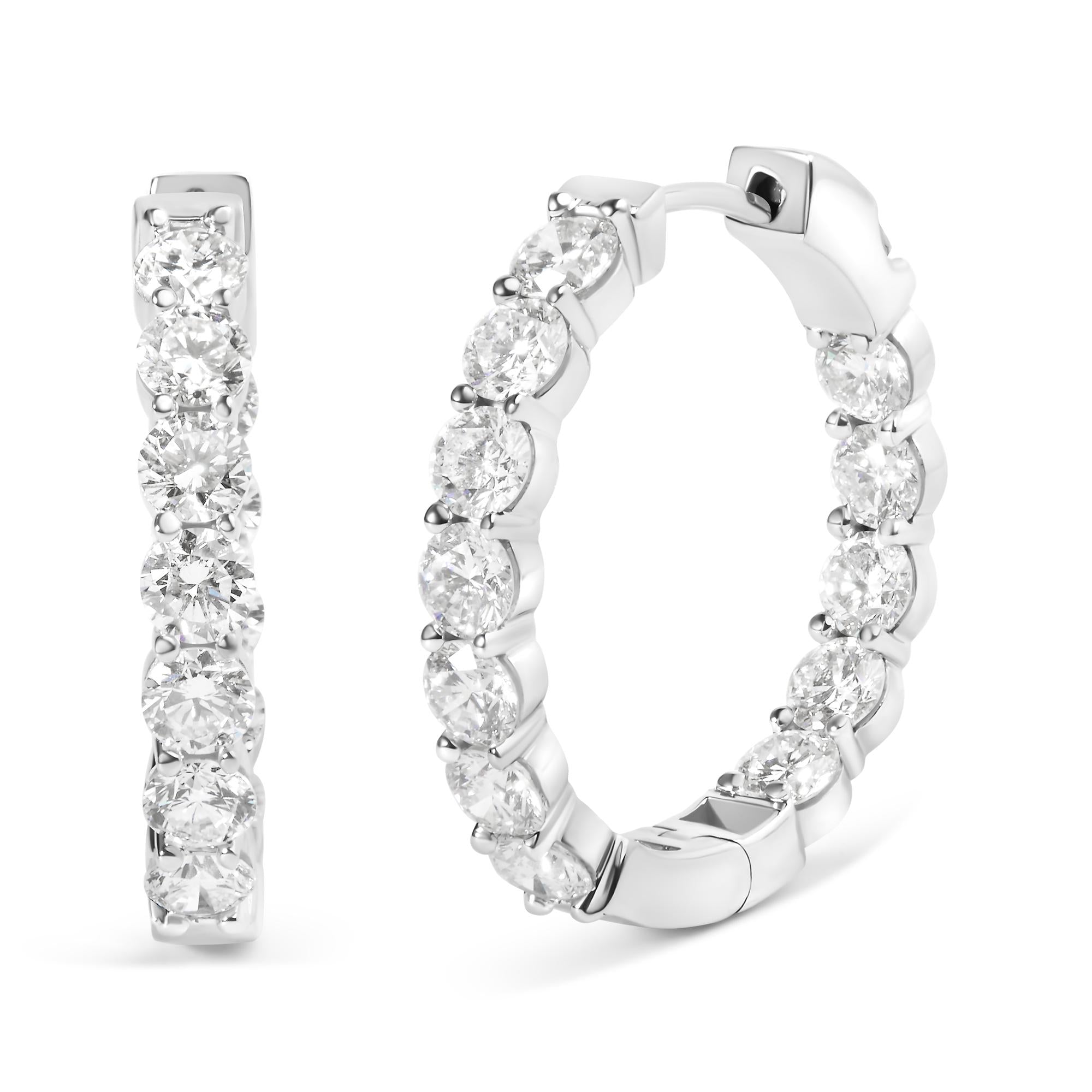 5 Ct. T.W. Lab-Grown Diamond 4mm Inside Out Hoop Earrings in 14K White Gold, photo 1