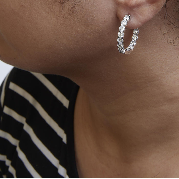 5 Ct. T.W. Lab-Grown Diamond 4mm Inside Out Hoop Earrings in 14K White Gold, photo 3