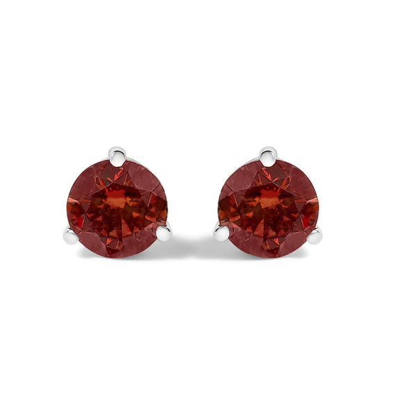 3/4 Ct. T.W. Red Lab-Grown Diamond Classic 3-Prong Martini Set Solitaire Stud Earrings in 14K White Gold, photo 1