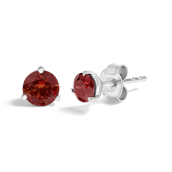 3/4 Ct. T.W. Red Lab-Grown Diamond Classic 3-Prong Martini Set Solitaire Stud Earrings in 14K White Gold, photo 2