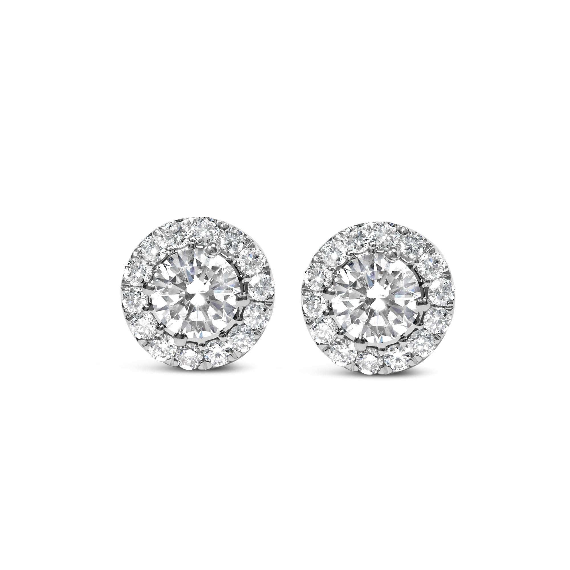 3 Ct. T.W. Lab-Grown Diamond Hidden Halo Stud Earrings in 14K White Gold, photo 1