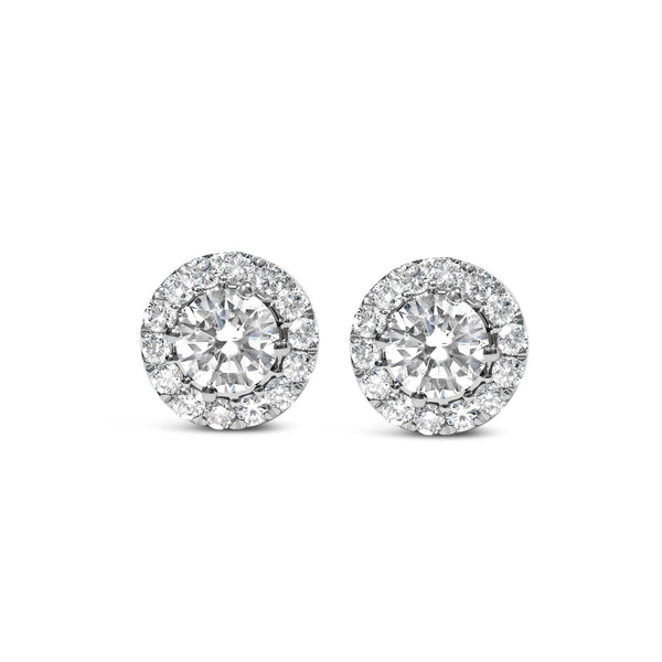 3 Ct. T.W. Lab-Grown Diamond Hidden Halo Stud Earrings in 14K White Gold, photo 1