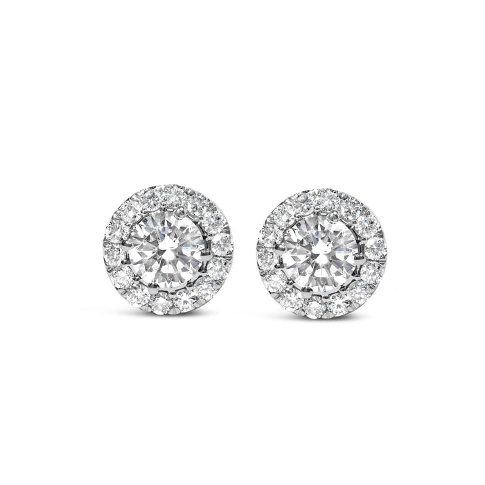 3 Ct. T.W. Lab-Grown Diamond Hidden Halo Stud Earrings in 14K White Gold, photo 1