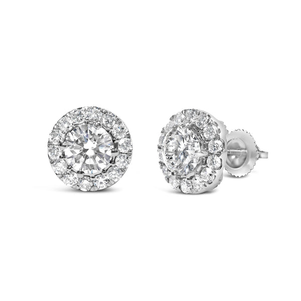 3 Ct. T.W. Lab-Grown Diamond Hidden Halo Stud Earrings in 14K White Gold, photo 2