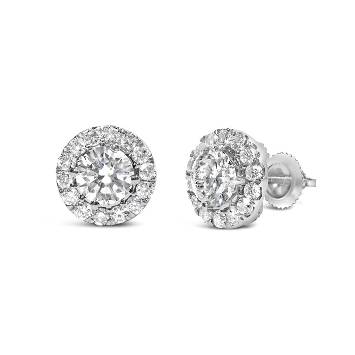 3 Ct. T.W. Lab-Grown Diamond Hidden Halo Stud Earrings in 14K White Gold, photo 2