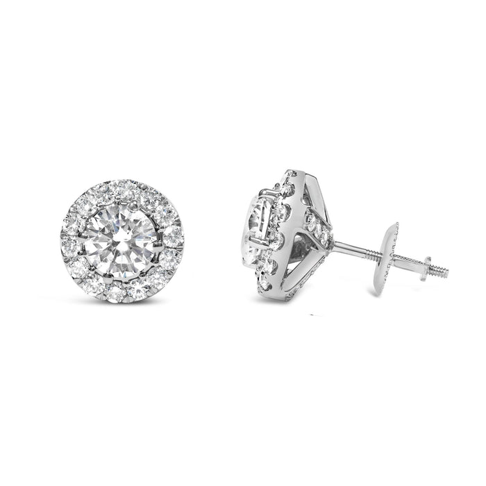 3 Ct. T.W. Lab-Grown Diamond Hidden Halo Stud Earrings in 14K White Gold, photo 4